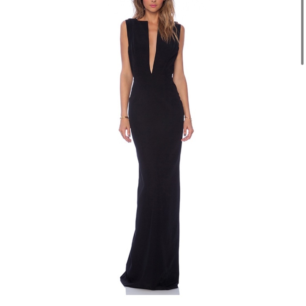 Solace London Deep V-Neck Black Maxi Dress